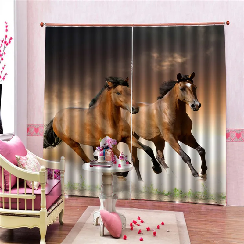 Занавеска с лошадью, гобелен, полиэстер, для украшения дома, цифровая печать, занавеска для детской комнаты, 3D затемнение для гостиной Oct29