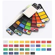 Веерообразные складные 42 цвета, твердые Порошковые акварельные краски в наборе, акварельные пигменты для рисования, краски, Водные Цвета aquarella