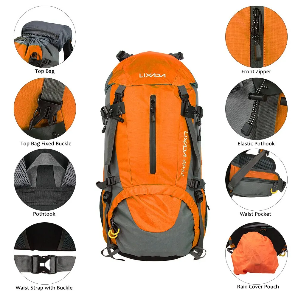 Lixada 50L Hiking Tactical Backpack Hiking Backpacks Military Rucksack Climbing Backpacking Water R
