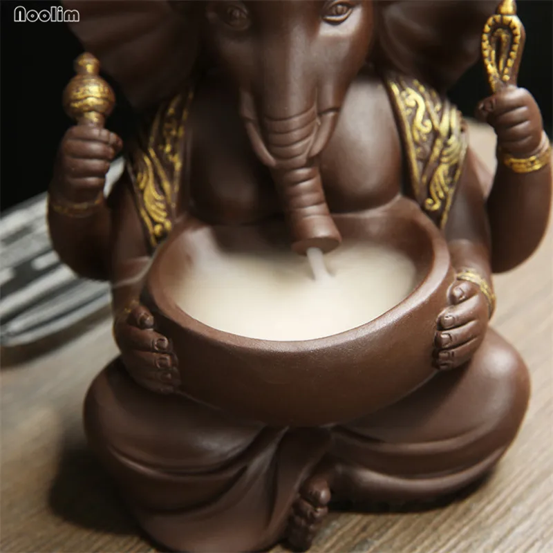 Индийский Бог Ganesha керамический слон курильница для благовоний лампа для ароматерапии держатель Украшения Дома Офиса+ 20 шт пирамидки благовоний