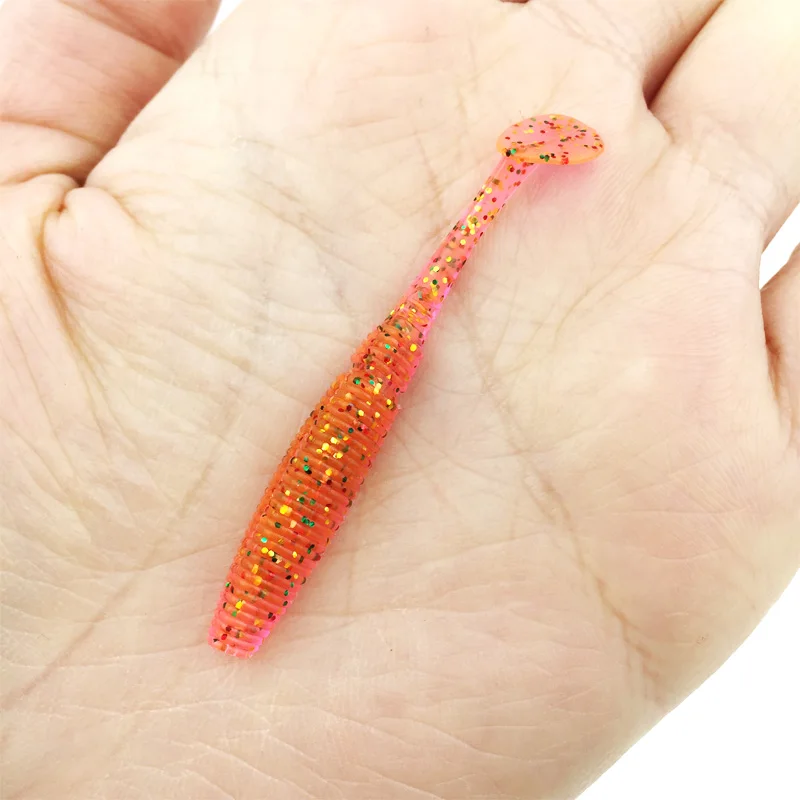 

24pcs/lot Fishing lure Soft Grubs 0.8g 48mm lure fishing T Tail Lure Jig Head soft lure for bass Fishing bait