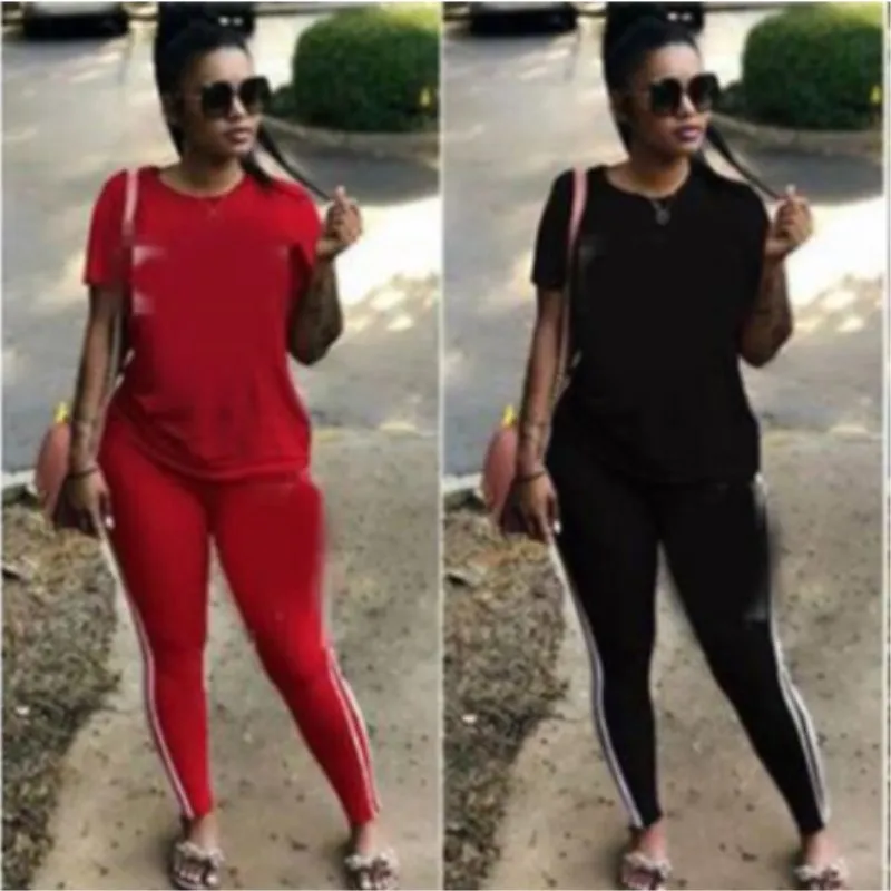 Solid Summer Women Suits Lady Sets O-Neck T Shirt+Full Leggings 2 Pieces Tracksuit Woman Plus Size Femme S-3XL | Женская одежда