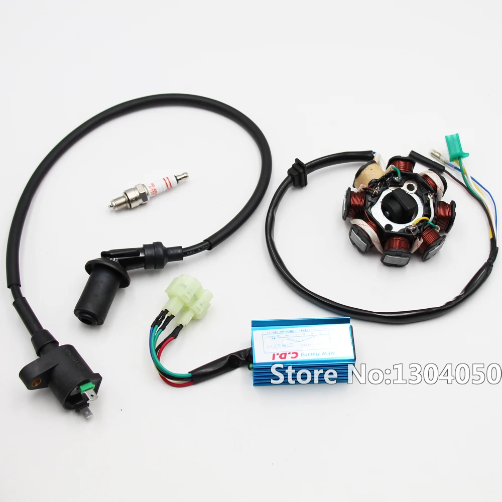 GY6 150CC Go Kart Moped ATV A7TC Spark Plug Magneto Performance CDI Box Ignition Coil (8 Pole) Stator AC new