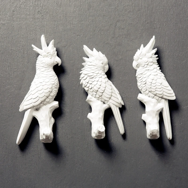 

MTTUZK 3D Animal hooks Clothes hooks white/bronze bedroom/bar hook robe hook wall hanging Parrot holder Key hanger free shipping