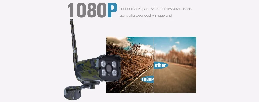 ESCAM Sentry QD900S 2MP full HD Network IR-Bullet Camera DayNight IP66 onvif 2.2 1080p Camouflage wireless waterproof ip camera (15)