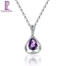 Lohaspie алмаз-ювелирные изделия одноцветное Белое золото 14 карат 0.99ct природным драгоценным камнем Уругвайский аметист кулон мелкозернистый камень ювелирные изделия для Новогодний подарок