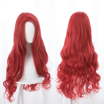 

Aquaman Mera Cosplay Wig American Anime Movie 85cm Long Curly Wavy Heat Resistant Synthetic Hair Women Costume Party Wig Red