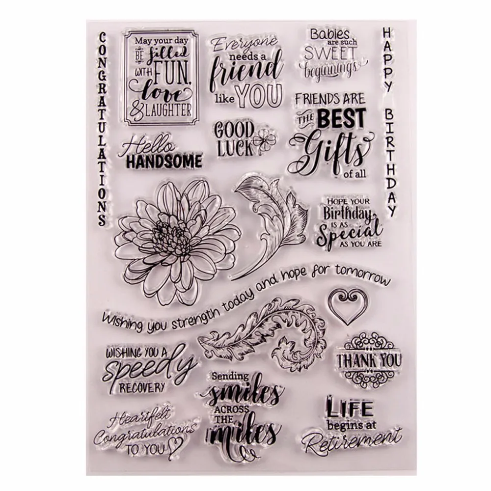 Happy Birthday Flower Silicone Clear Seal Stamp DIY Scrapbooking Embossing Photo Album Decorative Paper Card Craft Art Handmade Gift