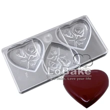 Высокое качество 3 полостей гладкая поверхность шоколад в форме сердца поликарбонатная форма outil patisserie utensilio de cozinha выпечки