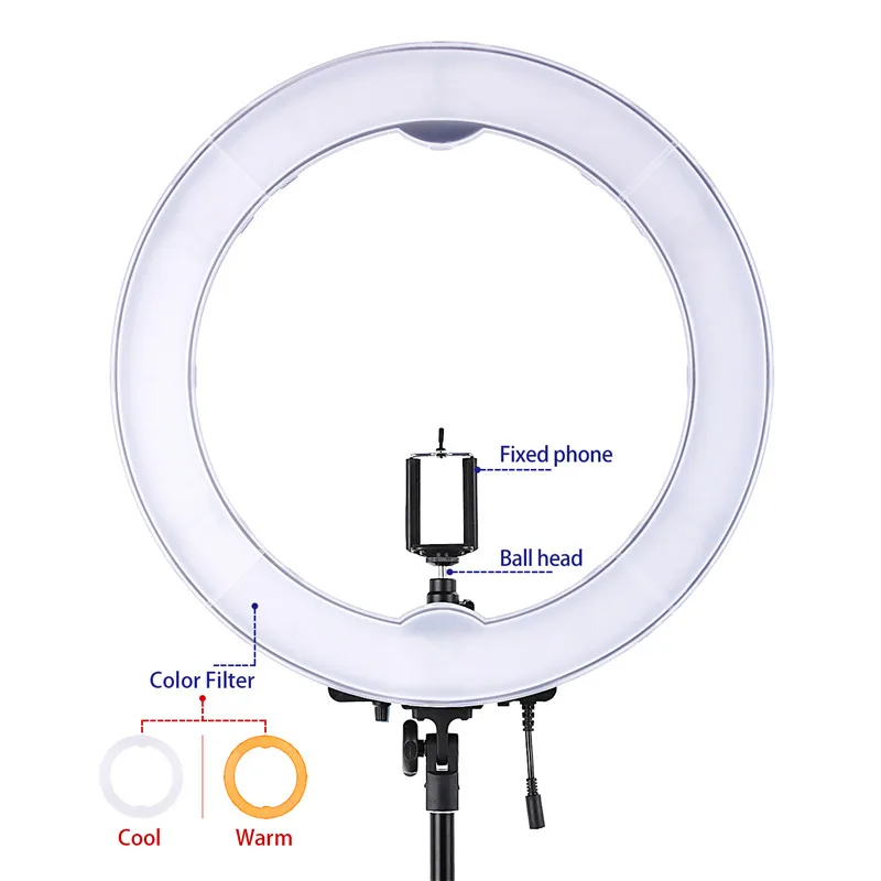 Fosoto 55W 5500K 240 светодиодный косметический фотографический светильник ing с регулируемой яркостью для камеры, фото, видео телефона, кольцевой светильник для фотосъемки, лампа и батарейный отсек