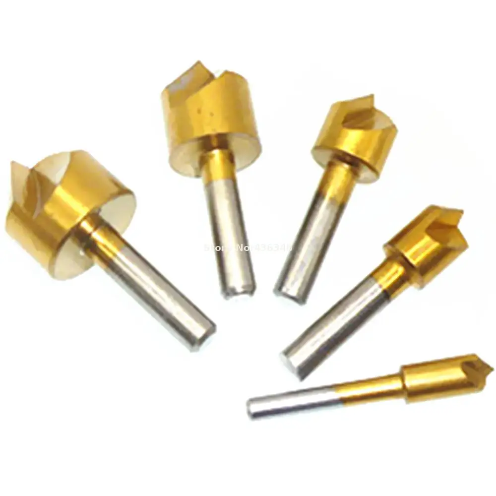 5pcs Titanium Countersink Bit Set Metric 6mm 10mm 13mm 16mm 19mm