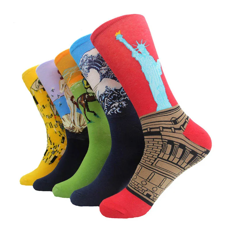Новая мода, хлопковые художественные носки с масляной росписью, мужские и женские Купидон, Ретро стиль, wo мужские носки, дизайн