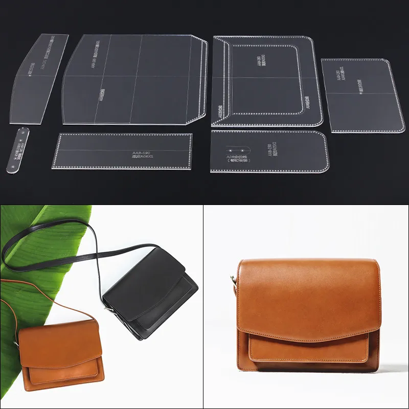 

1 Set Acrylic Stencil Laser Cut Template DIY Leather Handmade Craft Shoulder Bag Sewing Pattern 25*18*7cm