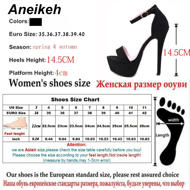 Aneikeh 2019 NEW 14.5CM Platform High Heels Sandals Summer Sexy Ankle Strap Open Toe Gladiator Party Dress Women Shoes Size 4-9