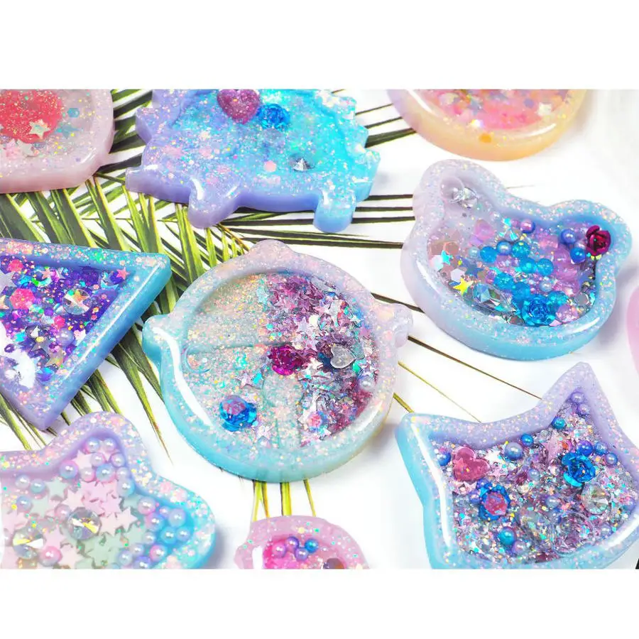 Kawaii Strawberry Shaker Silicone Molds Epoxy Resin Bear Star Popsicle Shaker Key Chain Charms Shiny Mold DIY Jewelry Craft Tool