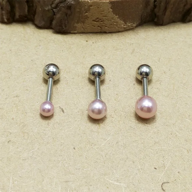 Fashion Women S Pink Pearl Earrings Stainless Steel Small Fashion Women S Pink Pearl Earrings Stainless Steel Small Barbell Stud Brincos Ear Piercing Jewelry