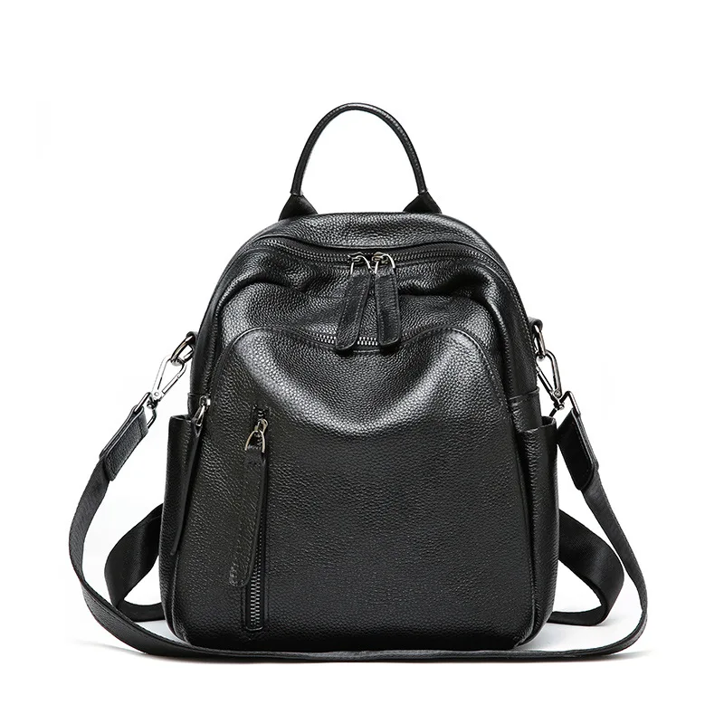 

Korean fashion cowhide large-capacity travel backpack Ms. tide leather vertical square-shaped multi-function shoulder bag
