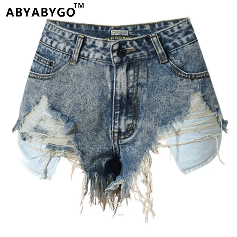 

ABYABYGO Summer Jeans for Women Denim Shorts Womens Ripped High Waist Skinny Boyfriend Jeans Shorts Femme Plus Size Clothing