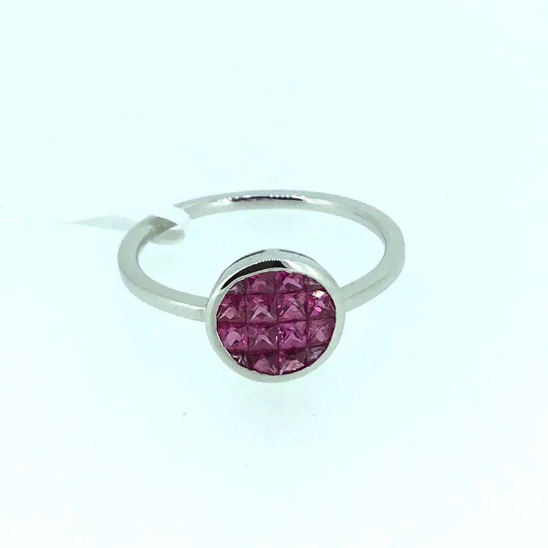

ANI 18K White Gold (AU750) Women Wedding Ring 8mm Natural Ruby Ring Fine Enagement Gemstone Jewelry Sapphire Trendy Lady Ring