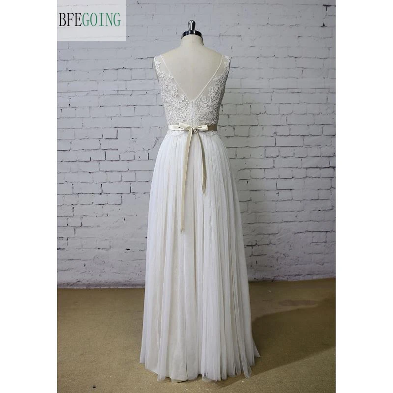 Тюлевое свадебное платье трапециевидной формы без рукавов длиной до пола с v-образным вырезом сзади реальные/оригинальные фотографии на заказ