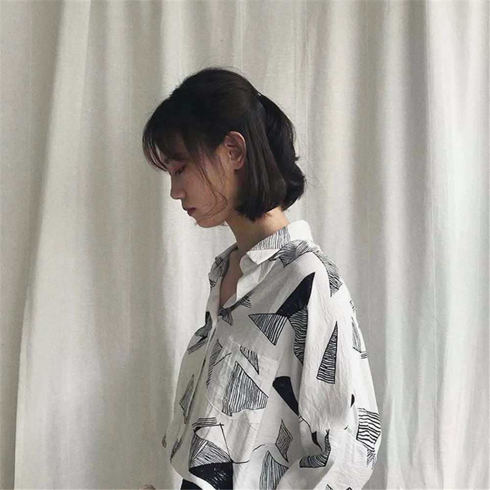 Autumn Geometric Women Blouse 2018 Long Sleeve Office Blouse for Women Casual Working Shirt 120CM Chest Match All Occasion (4)