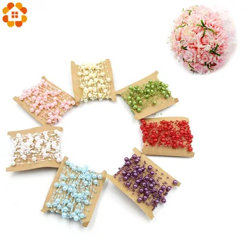 

5Meters/Lot Colorful Fishing Line Artificial Pearls Beads Chain Garland Flowers For Wedding Bridal Bouquet Flower Decoration