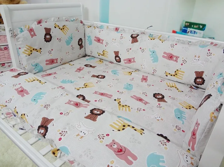

Promotion! 6PCS Baby Bedding Set For Cot and Crib Baby Cradle Kit Set (bumpers+sheet+pillow cover)