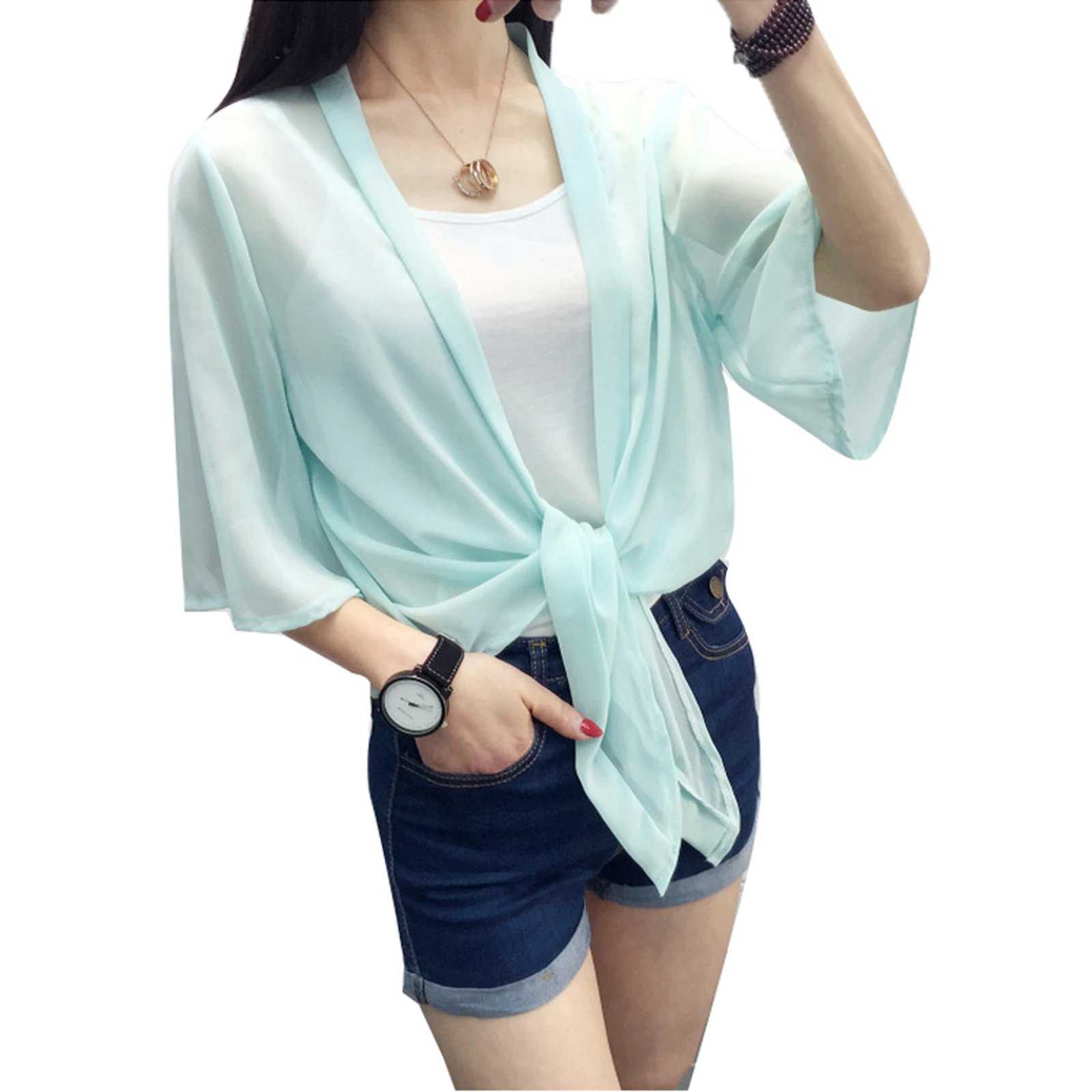2017 Women Sun Protection Clothing Summer Women Chiffon Blouses Female