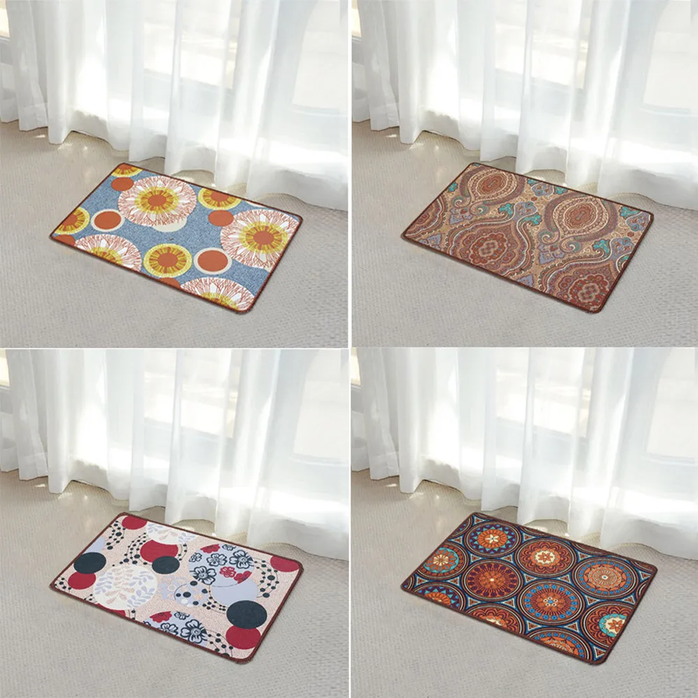 1 PC Floor Bath Mats Water Absorbent Pad Geometric Patterns Soft Anti