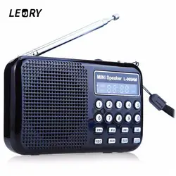 LEORY радио FM/AM радиоприемник MP3 плеер Перезаряжаемые USB цвет: черный, Синий Красный светодио дный фонарик радио Регистраторы