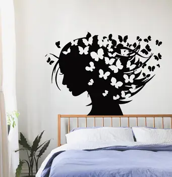 

Wall Decals Vinyl Decal Sticker Art Murals Decor Girl Butterflies in Hair