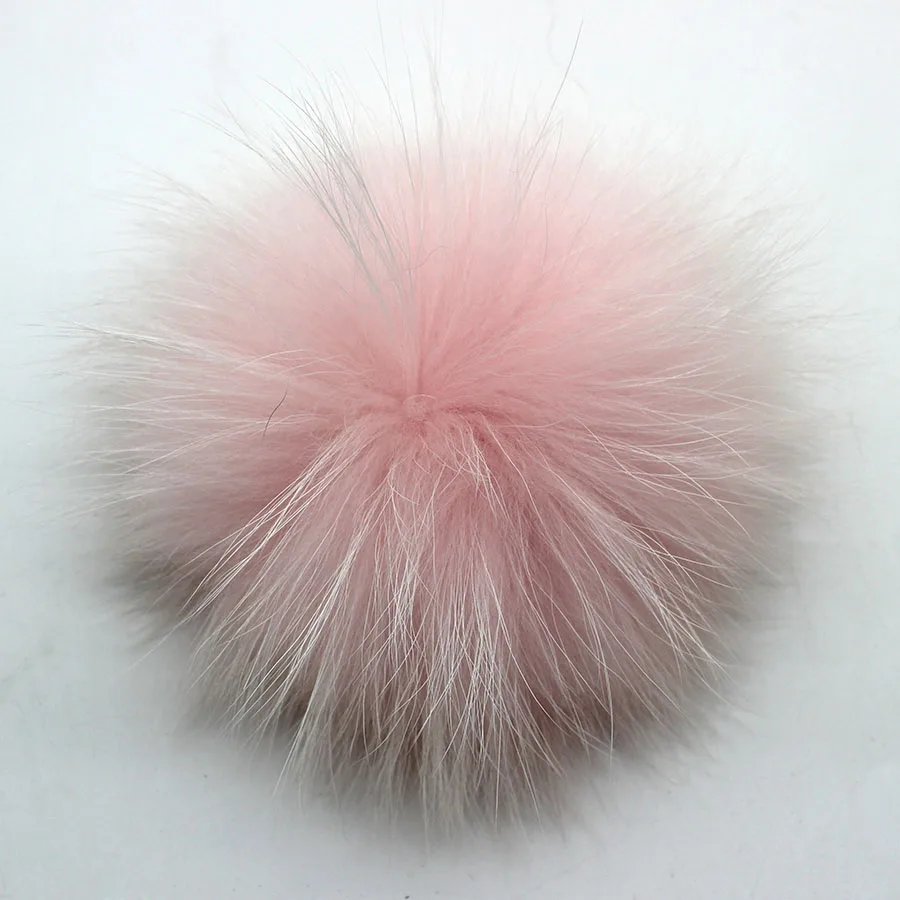 10 шт./лот, 15 см, натуральный цвет, помпоны из натурального меха енота для сумок, вязаная шапочка, шапки, помпон из натурального меха - Цвет: pure pink