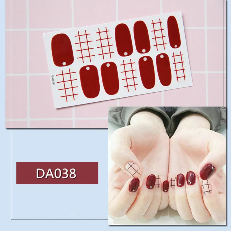 1 лист модный тренд наклейки для ногтей Сердце красные полоски наклейки для ногтей украшения 3D Водонепроницаемый Предварительно Разработанный маникюр