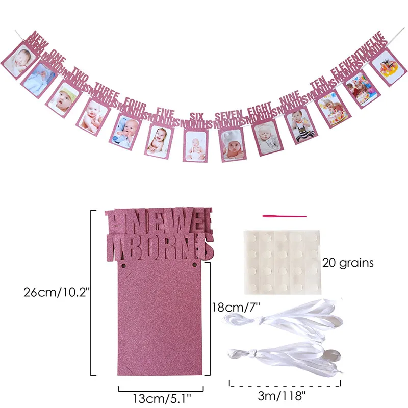 Birth To One Year Old 13 Months Photo Frame Banner First Happy