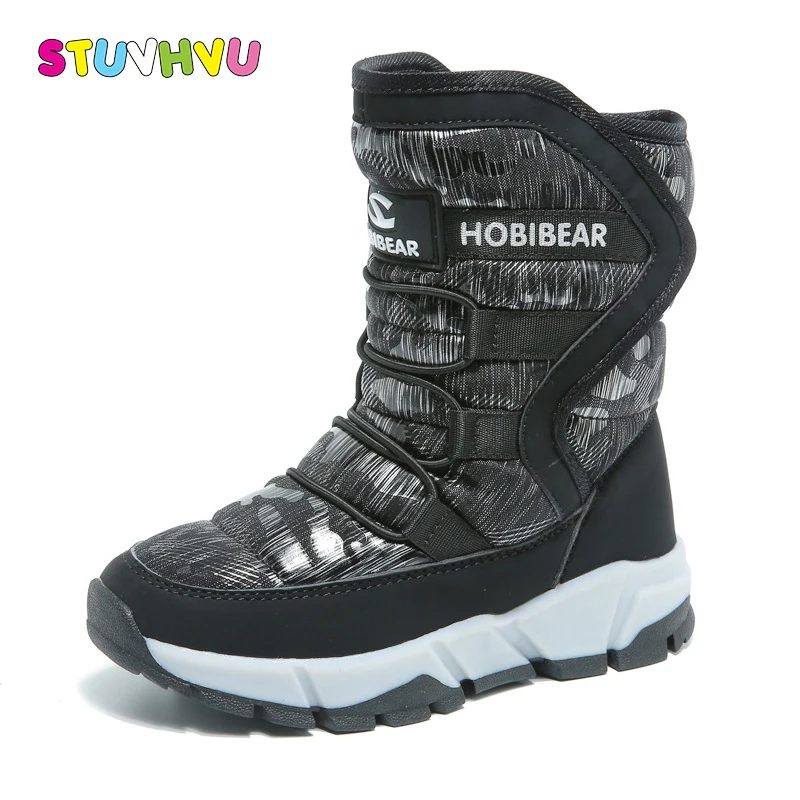 

Children's rubber boots fashion boys winter boots 2018 new girls snow boots waterproof shoes kids warm plus velvet cotton shoes