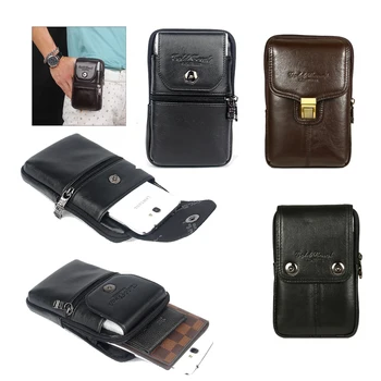 

For UMIDIGI A5 PRO belt bag, Men Genuine Leather Case Cover Phone Pouch Multi-function UMIDIGI X 6.35" Mini Packet bags