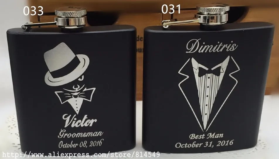 Free Personalized Engraved 6 oz Stainless Steel Black Hip Flask ,Groomsman or Best man gift , Birthday gift ,PASSED FDA TEST