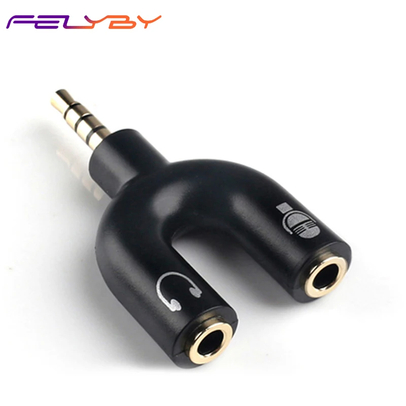 

U Shape Audio adapter One To Two 3.5mm Stereo Audio Earphone Mic Splitter Adapter Connector Audio adapter Single port adapte