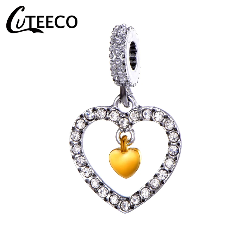 

CUTEECO Silver Color Heart Charm Beads Pendant Fit Pandora Bracelet & Necklace for Women Lovers Friends Jewelry