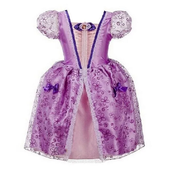 2-10 лет платье Золушки для девочек платье Белоснежки Рапунцель Авроры детский карнавальный костюм маскарадная одежда для детей - Цвет: purple