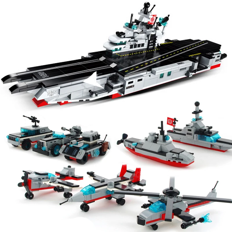 

Enlighten Military serie aircrafte carrier liaoning building blocks children toy compatible legoed fighter warship boat war sets
