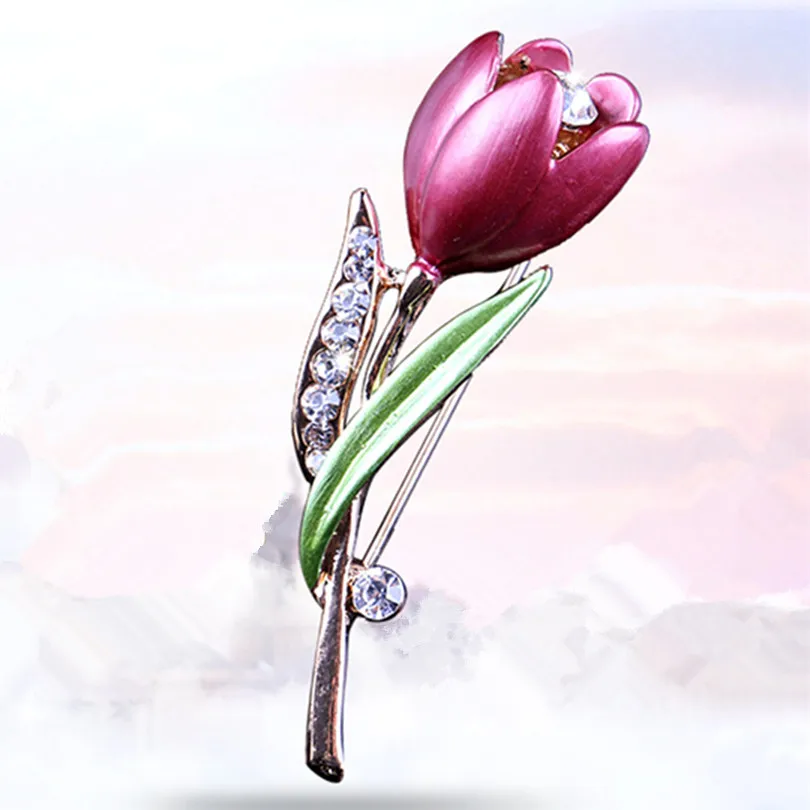 Элегантный и элегантный цветок тюльпана брошь кристалл ювелирные изделия платье Интимные аксессуары брошь свадьба
