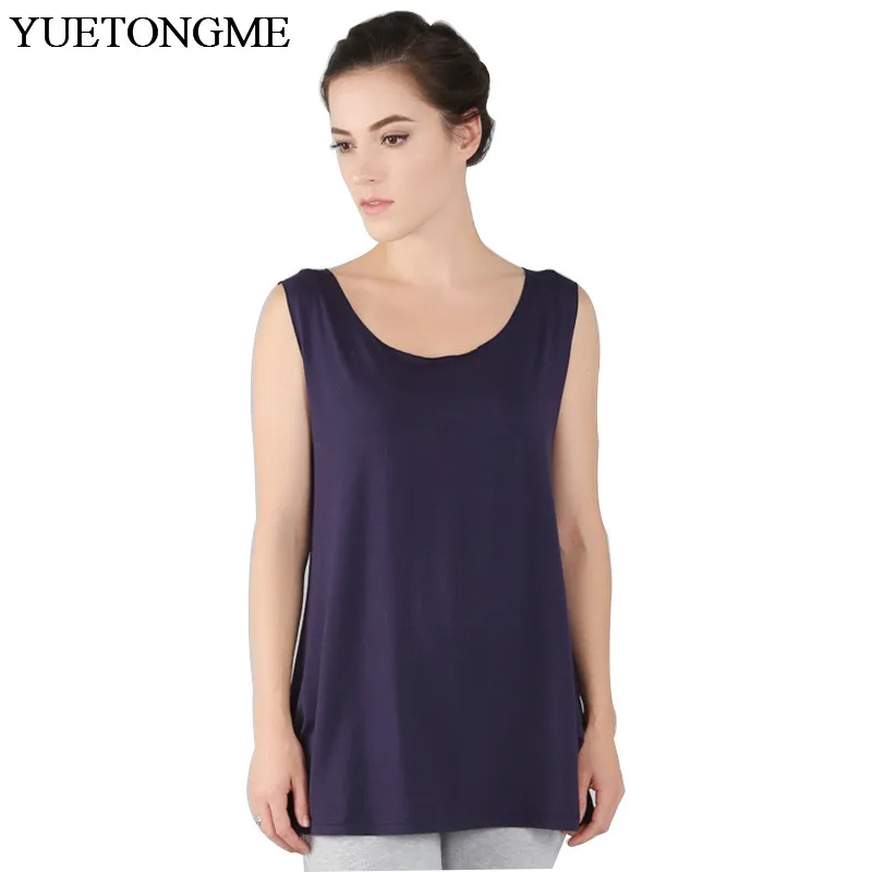 

YUETONGME 2XL-7XL Fashion Split Basic Tops Women Sleeveless women tanks Female Tops Casual Ladies T-shirt BTL108