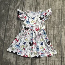 Летнее платье для маленьких девочек, одежда со слоном, с короткими рукавами, с принтом мышки, с бантом, эксклюзивные Детские платья с героями мультфильмов