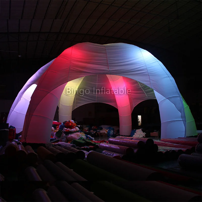  Free Shipping 10m diameters LED spider style glow in the dark Strong oxford cloth inflatable dome t