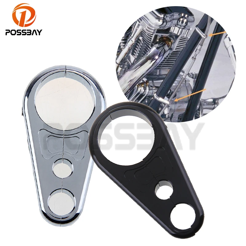 

POSSBAY 1" CNC Aluminum Motorcycle Frame Handlebar Clutch Cable Brake Line Clamp Holder Universal For Harley Touring Sportster