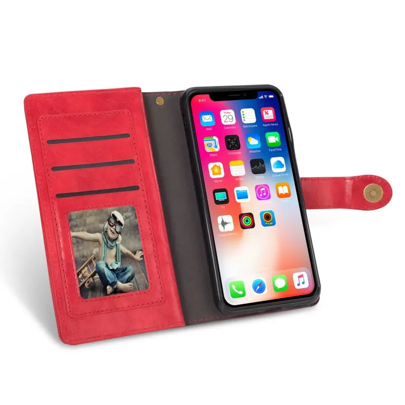 Wallet Case for iPhone XS Case Leather Vintage Flip Cover for iPhone 6 6s 7 8 Plus X XR XS Max Cases Card Holder Multi Function (20)