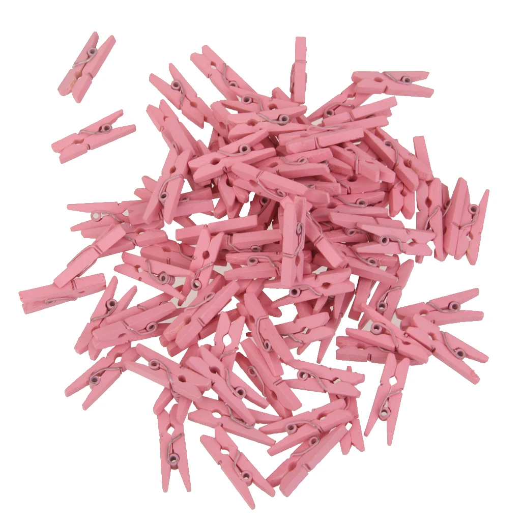 50 Mini Wooden Craft Pegs Clothespin Paper Photo Clothes Clips for Scrapbooking