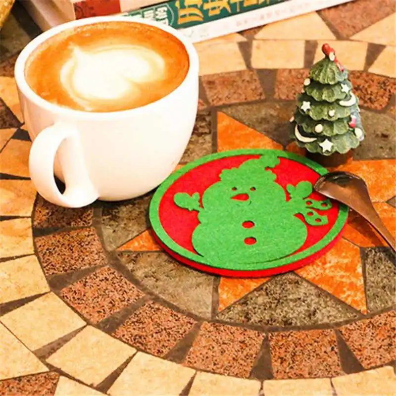 1 pc Christmas Coffee Table New water Coaster Insulation Pad Coaster Doily Diameter 10cm #2o31  (12)