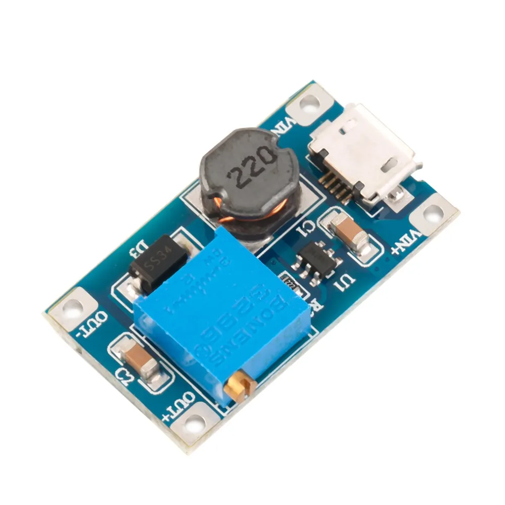 

Universal 2A Max DC-DC Boost Step Up Conversion Module 2V-24V to 5V-28V Output Step Up Power Module Booster